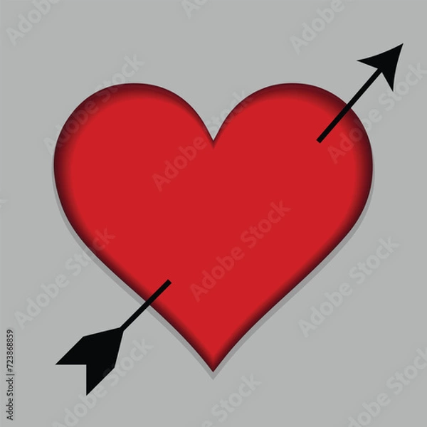 Fototapeta Valentine red heart on transparent background. Simple heart icon vector 3 4