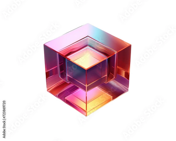Obraz 3d illustration gradient futuristic cube isolated on transparent background
