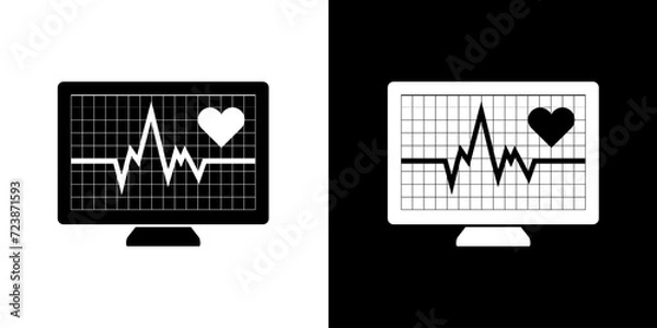 Fototapeta Heart indicator icon.. Electronics Icons. Mobile icon. PC icon. Black icon. Black Logo. Icon set.