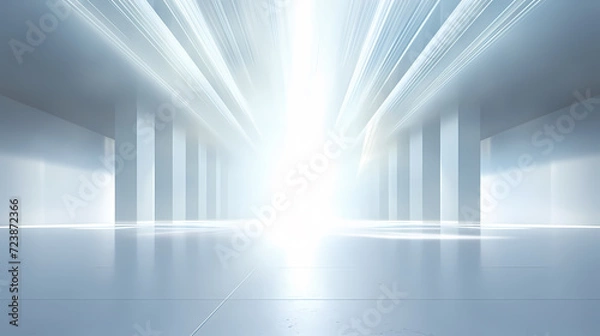 Fototapeta Empty room with neon space for design