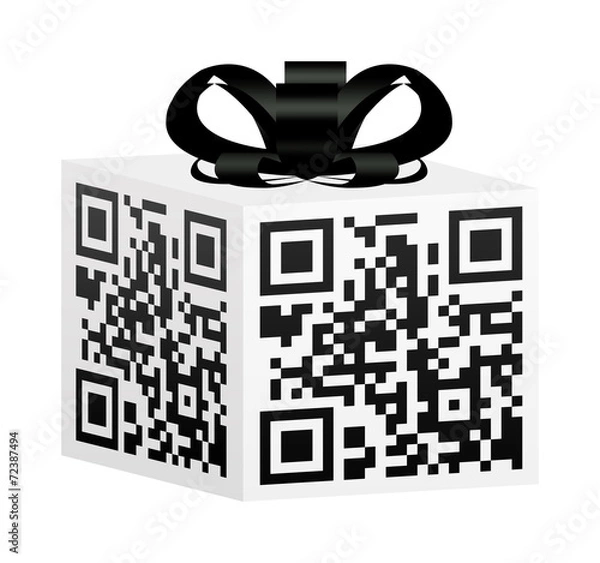 Obraz QR Code Gift Box with Black Bow
