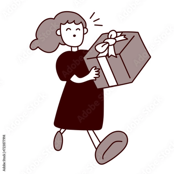 Obraz プレゼントを運ぶ女性	