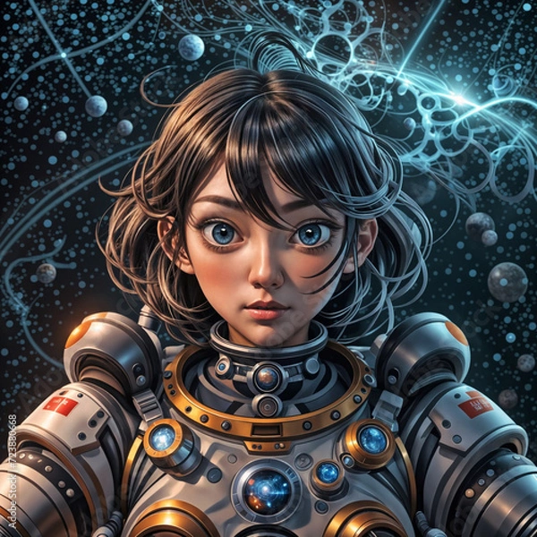 Fototapeta space girl, generative AI