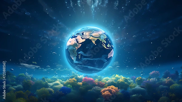 Fototapeta Space galaxy background, 3D illustration of nebulae in the universe