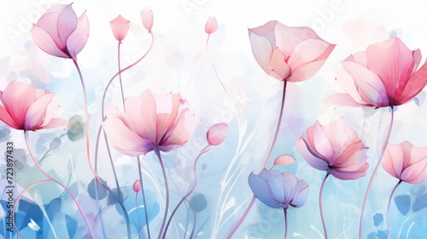 Obraz Vibrant painting of bunch of pink flowers. Perfect for adding touch of color and nature to any space