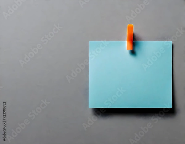 Fototapeta Image of a blue post-it note on a clean background. generative AI.