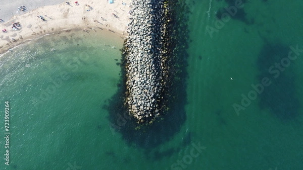 Obraz A bird's-eye view of Bray Beach, the sea and the harbour, Co. Wicklow, Ireland