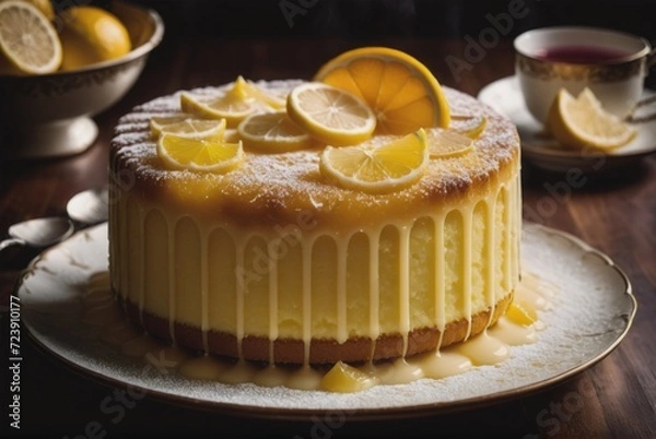 Fototapeta Revani A syrupy semolina cake flavored with lemon, orange by ai generated