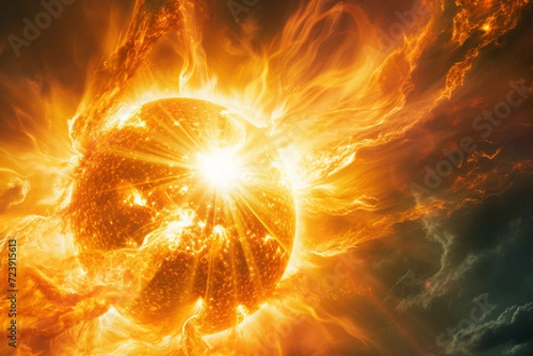 Fototapeta The sun is a star, and it is the source of light and heat for Earth.