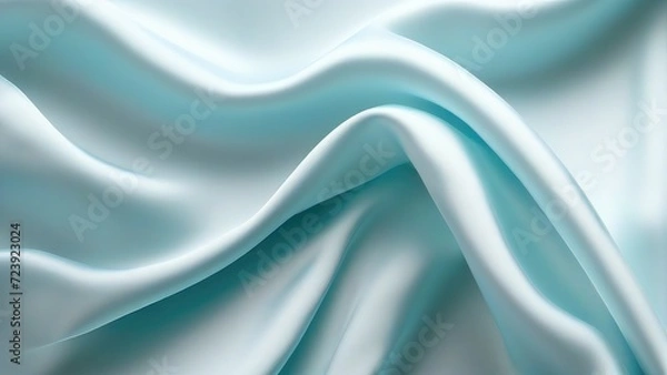 Fototapeta Light blue satin texture that is a light blue silver fabric silk panorama background with a beautiful and natural soft blur pattern