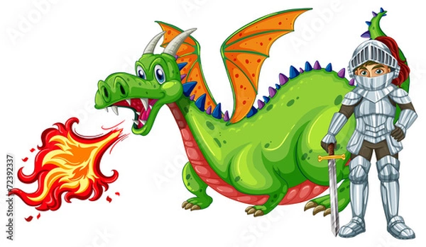 Fototapeta Dragon and knight