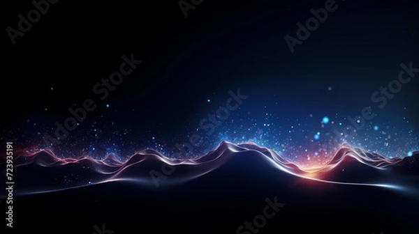Fototapeta Digital technology blue rhythm wavy lines abstract graphic poster web page ppt background