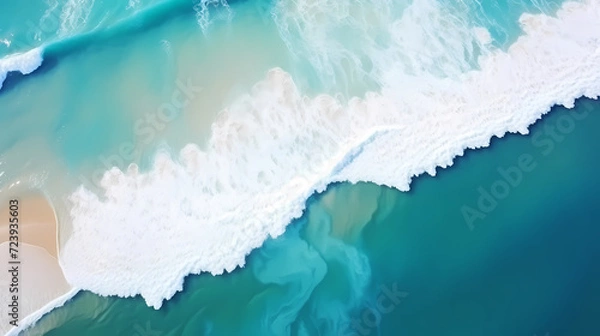 Obraz Aerial view of beautiful beach, simple, calm composition in clear blue