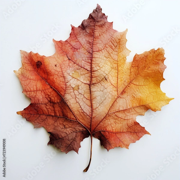 Obraz a autumn leaf on the white background