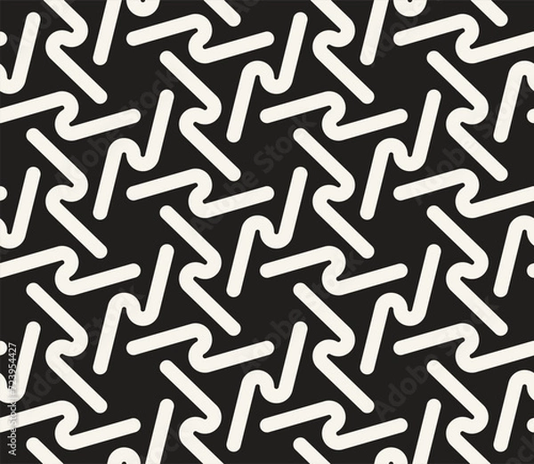 Fototapeta Vector seamless pattern. Repeating geometric elements. Stylish monochrome background design.
