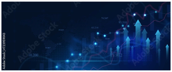 Obraz Digital financial chart indicators, stock market business and exchange financial growth graph.