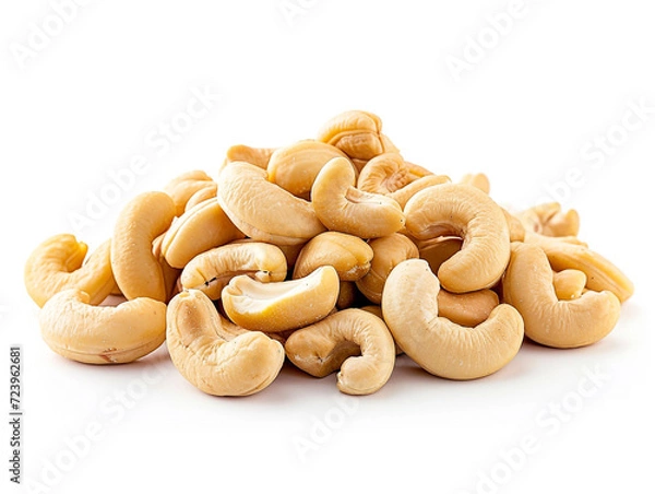 Fototapeta Cashews isolated on white background in minimalist style. Studio photography. 