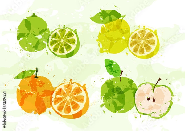 Obraz Set of colorful fresh fruit stains