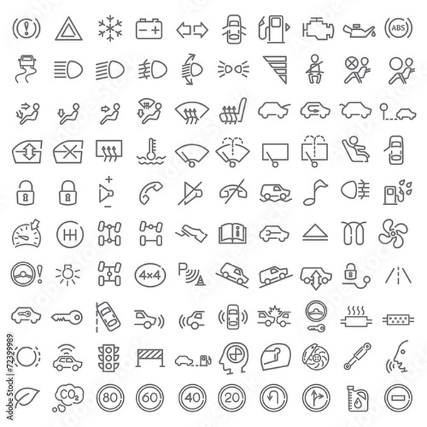 Obraz 100 vector line icons set for web design and user interface