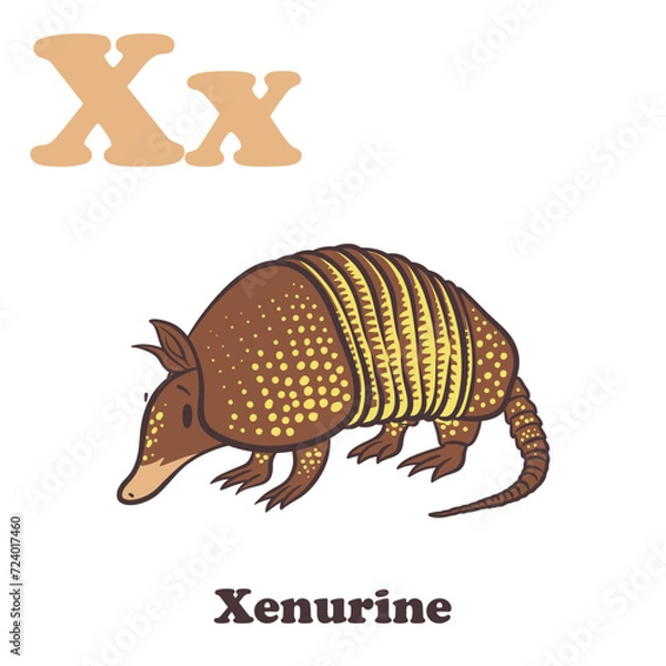Fototapeta Xenurine Alphabet Cartoon Character For Kids