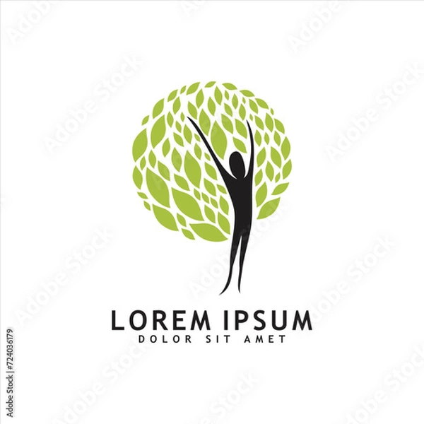Obraz Green leaf logo design vector isolated on white background. eco organic logo design vector template.
