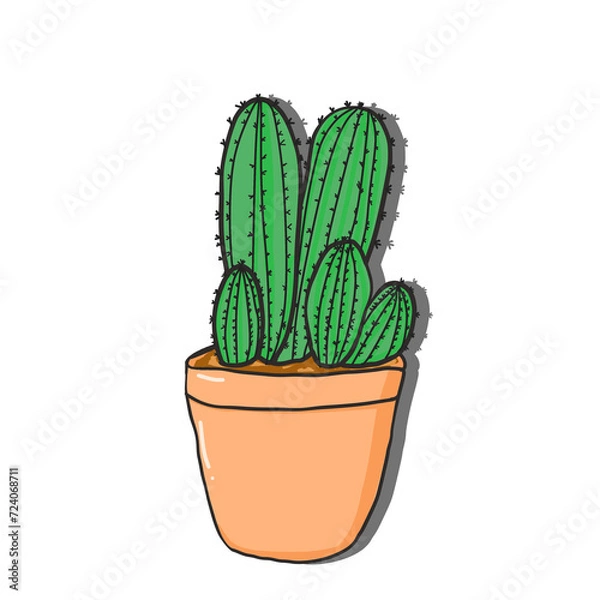 Obraz Cactus in pot doodle