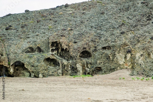 Fototapeta Ancient cave  on the beach "Playa de los Muertos" Cabo Gata, Almeria, Espain
