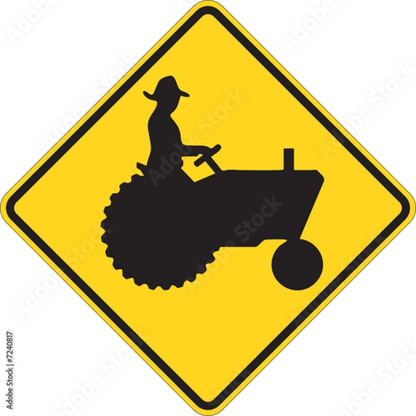 Obraz Tractor warning sign on white