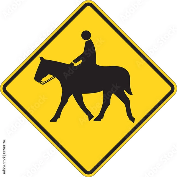 Fototapeta Horse warning sign on white