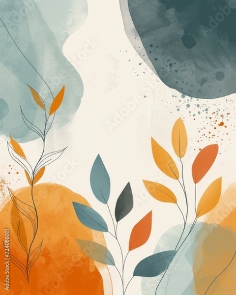 Fototapeta Serene, minimalist line art with a pastel color scheme