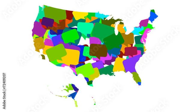 Fototapeta USA map bubbles