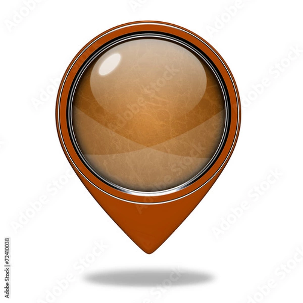 Obraz Orange pointer button on white background