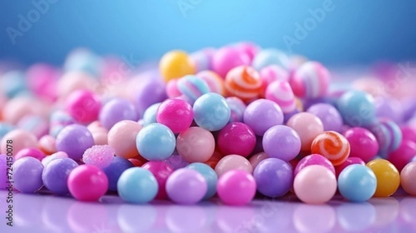 Fototapeta Colorful candies background. Chocolate candies with sprinkles.