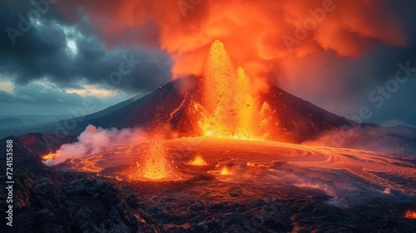 Fototapeta Active Volcano Eruption Generative AI