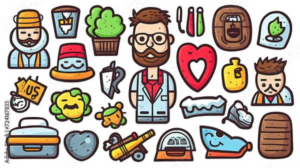 Fototapeta a delightful doodles set featuring hand written lettering and charming elements.