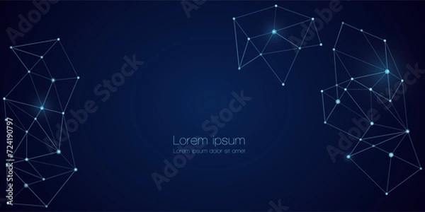 Obraz Abstract technology Network nodes, digital connection polygonal shapes, vector background. Science, technology, data structure, connected points, web.