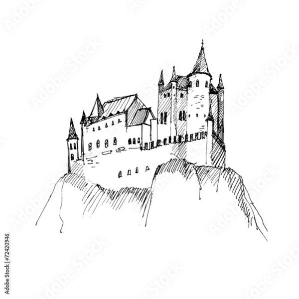 Obraz Medieval castle sketch.