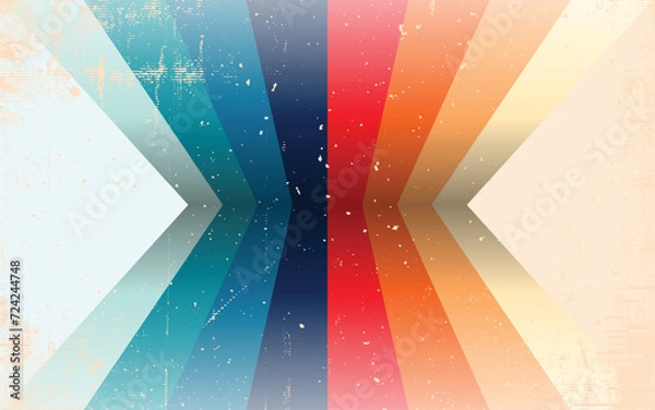 Fototapeta Retro vintage 70s style stripes background poster lines. shapes vector design graphic 1970s retro background. abstract stylish 70s era line frame illustration	