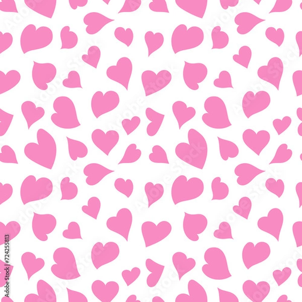 Fototapeta Subtle rose hearts on white backdrop seamless pattern. Elegant art texture for printing on various surfaces or usage in graphic design projects.