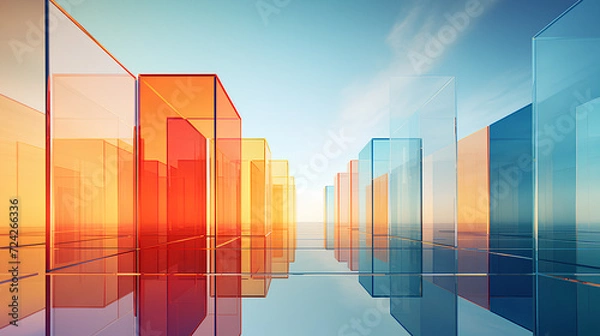 Fototapeta Exposure of modern abstract glass architecture.