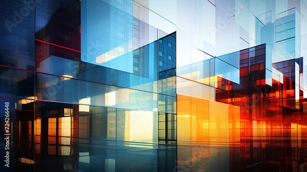 Fototapeta Exposure of modern abstract glass architecture.