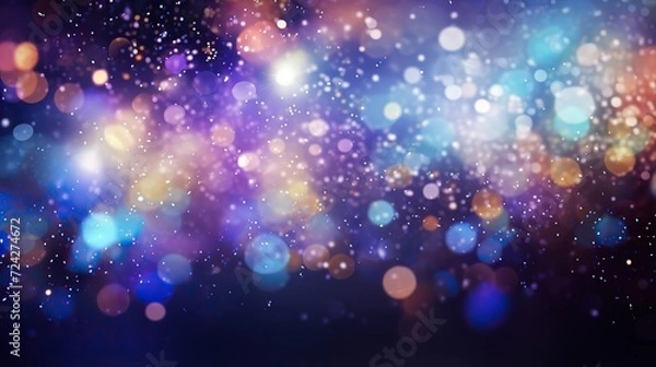 Fototapeta outer space. Abstract illustration with many lights on black background. Shining star. Decoration for holiday design.