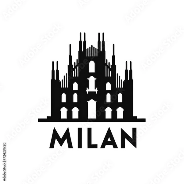 Fototapeta Silhouette icon of the Milan Cathedral in Milan, Italy