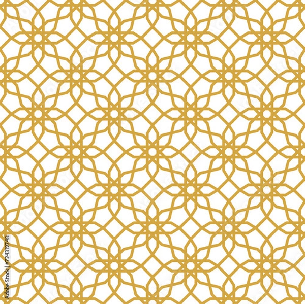 Fototapeta Gold Line Islamic Seamless Pattern