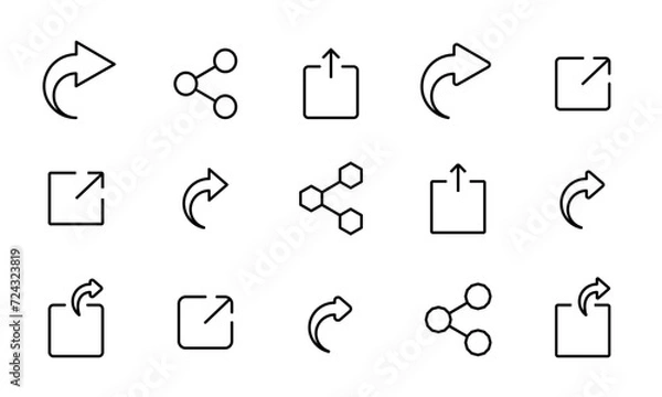 Obraz 共有ボタンのアイコンセット/共有/シェアボタン/シェア/イラスト/ベクター