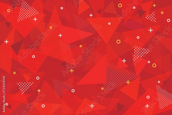 Fototapeta 背景素材 赤色 エンジ バックグラウンド 三角パターン 模様 柄 ポップ ドット ストライプ