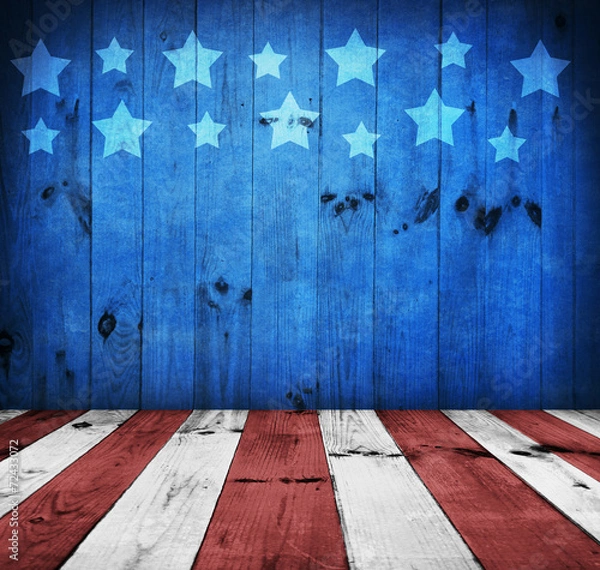Fototapeta USA style background - empty wooden table for display montages