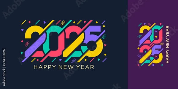 Fototapeta 2025 Happy New Year design vector. trendy new year 2025 design template.