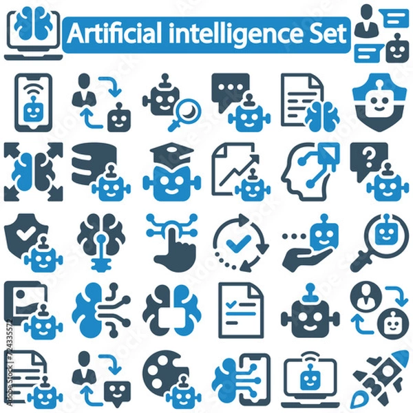 Obraz Artificial intelligence icon Set vector illustration