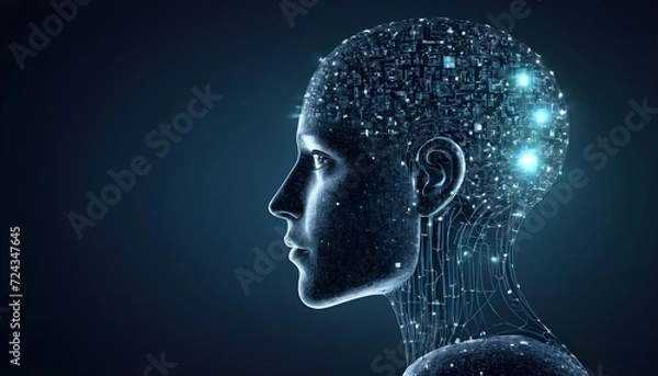 Obraz head of the world, Artificial intelligence abstract technology background